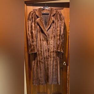 Perfect Long Brown Mink Coat - 53" length from collar seam to back hem.